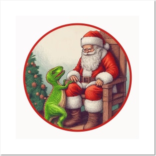 Santa's Pet Dinosaur Posters and Art